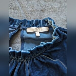 [ASTR The Label] Blouse Blue velvet Mockneck xs